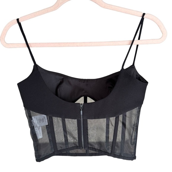 ROZIE CORSETS Tulle-Trimmed Crepe Corset Top in Black FR 36 - Picture 5 of 10